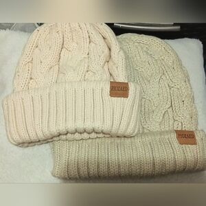 Piozard Cream Knit Beanies - Set of 2